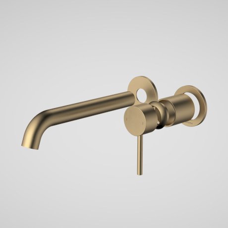 Caroma Liano II 210mm Wall Basin & Bath Mixer with Round Cover Plates (Trim Kit Only) - LF Brushed Brass - 96356BB6AF
