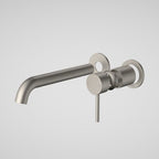 Caroma Liano II 210mm Wall Basin & Bath Mixer with Round Cover Plates (Trim Kit Only) - LF Brushed Nickel - 96356BN6AF
