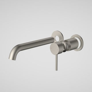 Caroma Liano II 210mm Wall Basin & Bath Mixer with Round Cover Plates (Trim Kit Only) - LF Brushed Nickel - 96356BN6AF