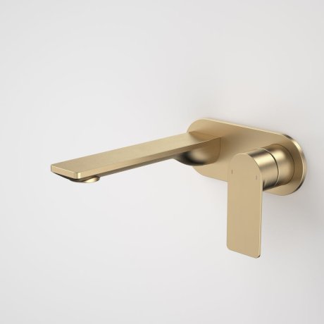 Caroma Urbane II 180mm Wall Basin / Bath Mixer - Round Cover Plate - LF Brushed Brass