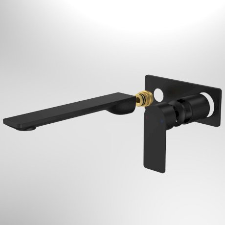 Caroma Urbane II 220mm Rec Wall Basin / Bath Includes In-Wall Body LF - Matte Black - 99646B6AF + 99635F