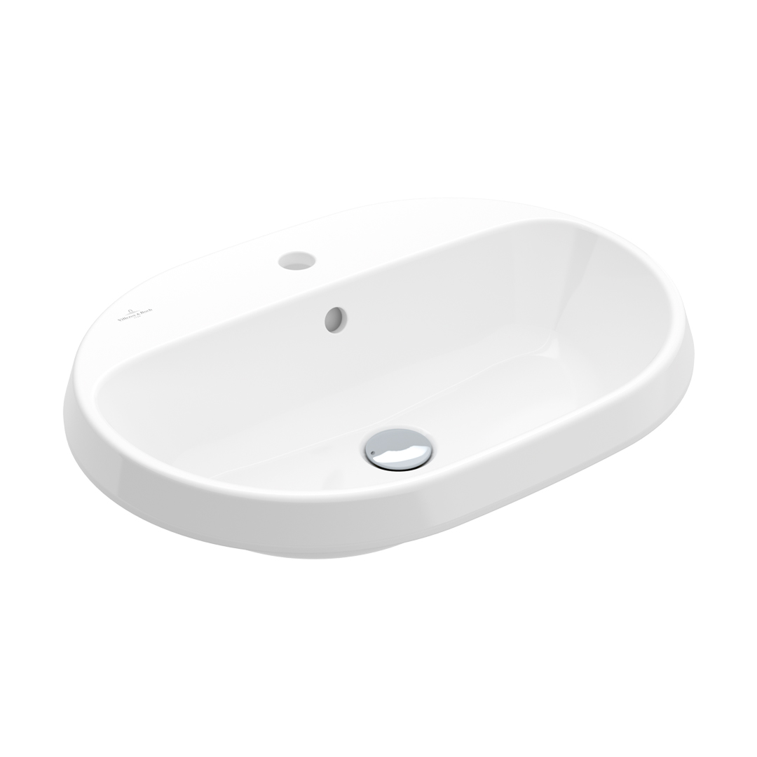 Villeroy & Boch Architectura 2.0 600 Oval Drop-In Basin 1 Taphole (Includes Overflow) - Alpine White 5A666001