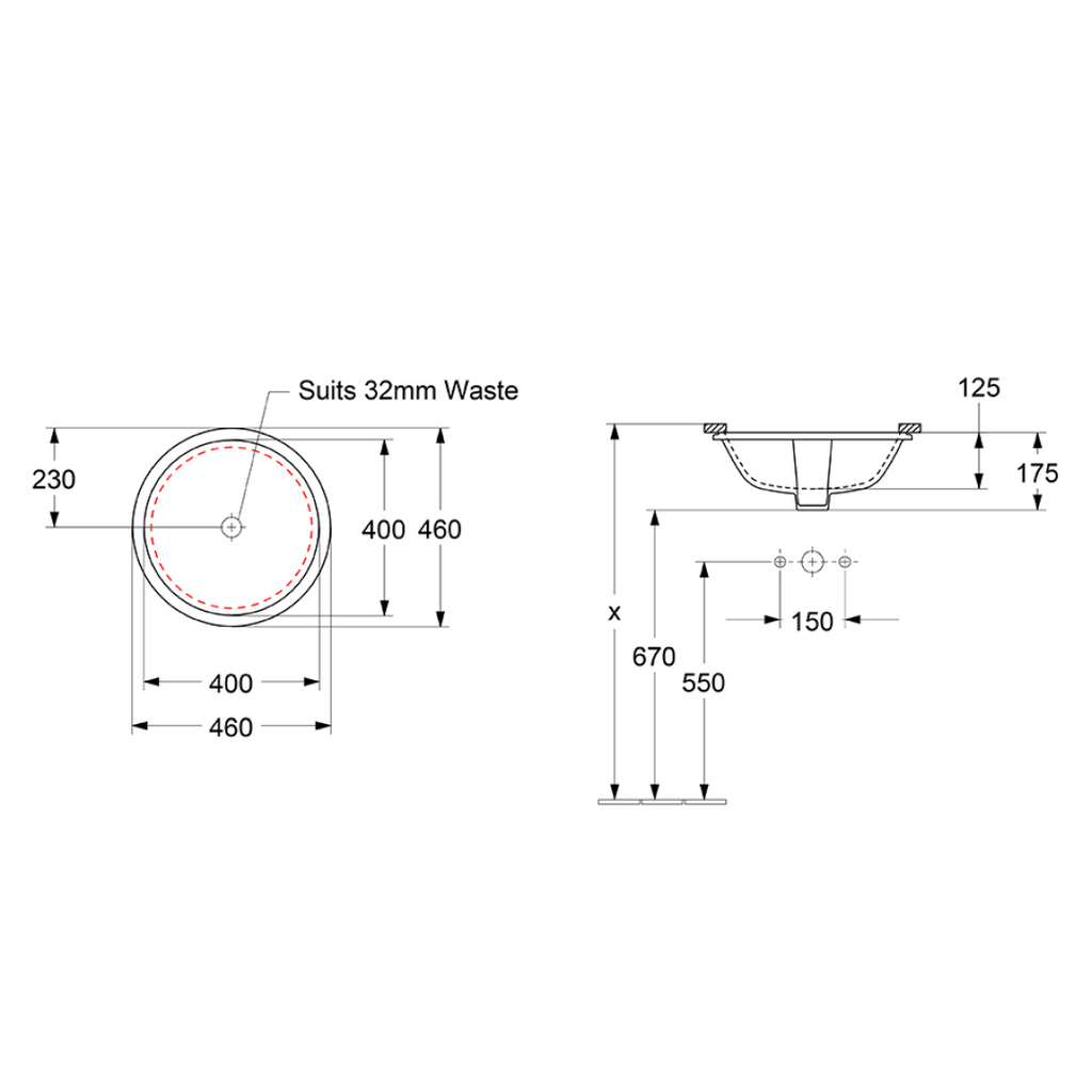 Villeroy & Boch Architectura 2.0 400 Round Undermount Basin Includes Overflow - Alpine White 5A754501
