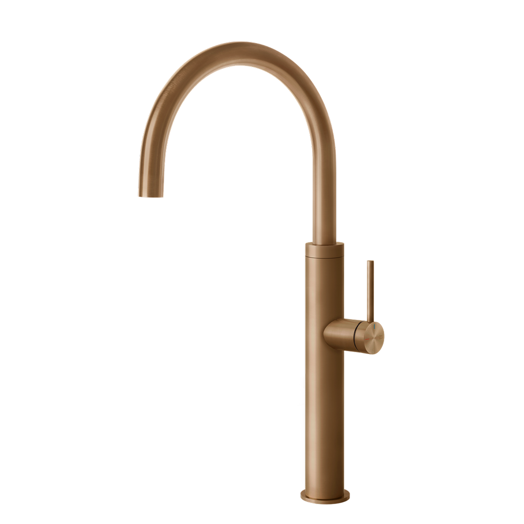 Gessi 316 Smooth Gooseneck Swivel Sink Mixer - Warm Bronze - 60016#726