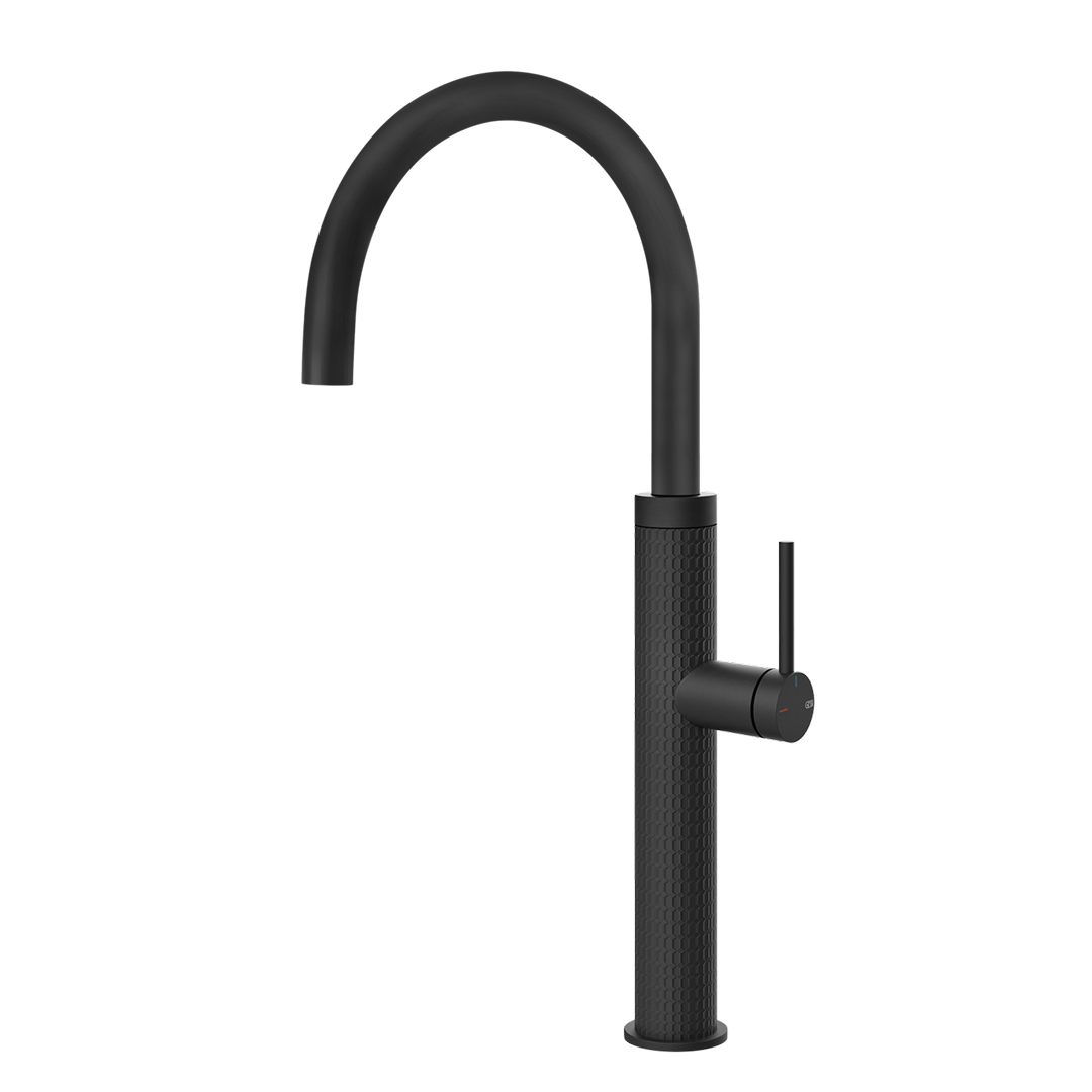 Gessi 316 Meccanica Gooseneck Swivel Sink Mixer - Matte Black - 60018#299