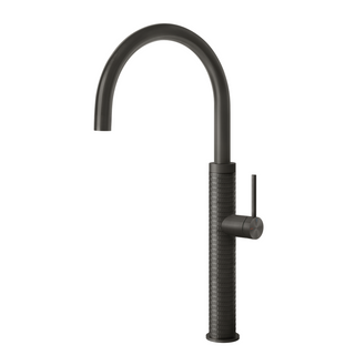 Gessi 316 Meccanica Gooseneck Swivel Sink Mixer - Brushed Black - 60018#707
