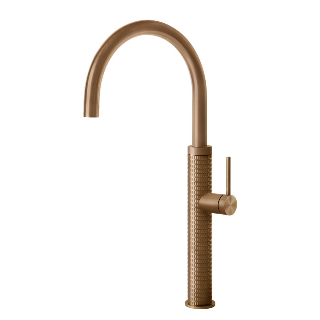 Gessi 316 Meccanica Gooseneck Swivel Sink Mixer - Warm Bronze - 60018#726