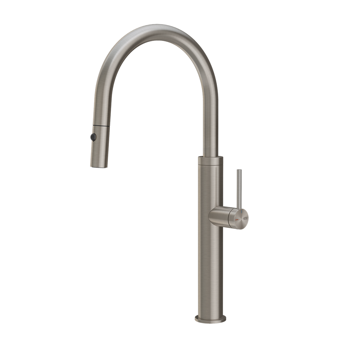 Gessi 316 Smooth Gooseneck Pull Out Spray Sink Mixer - Stainless Steel - 60022#239