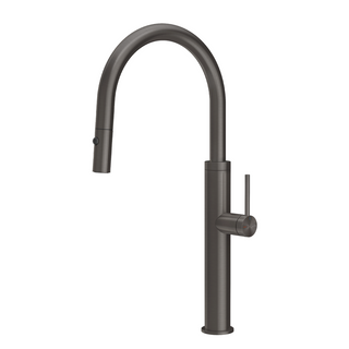 Gessi 316 Smooth Gooseneck Pull Out Spray Sink Mixer - Brushed Black - 60022#707