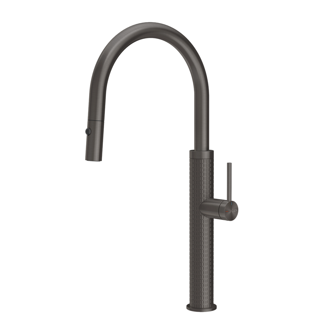 Gessi 316 Meccanica Gooseneck Pull Out Spray Mixer - Brushed Black - 60024#707