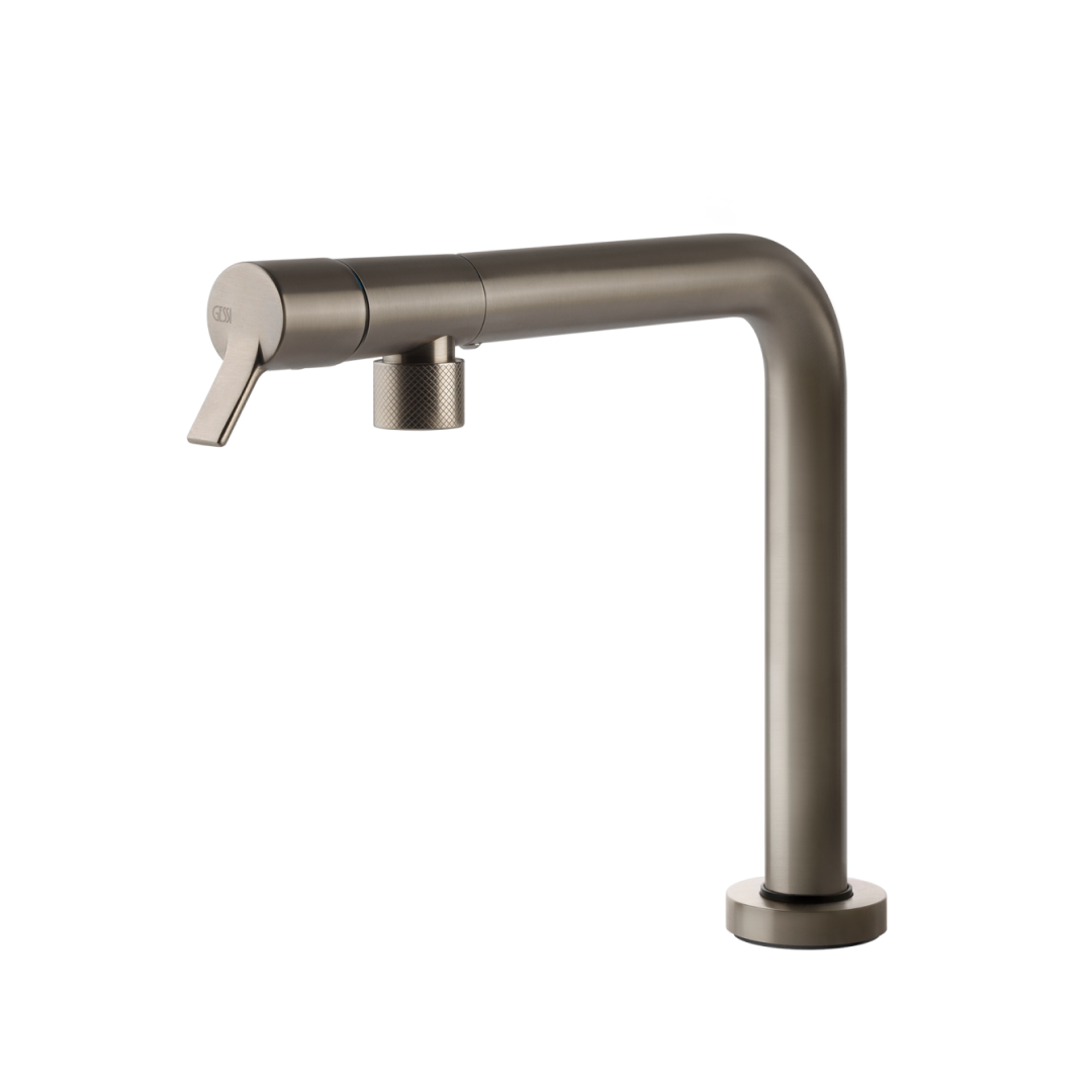 Gessi Su&Giù Retractable Spout Right Angle Sink Mixer - Brushed Nickel - 60071#149