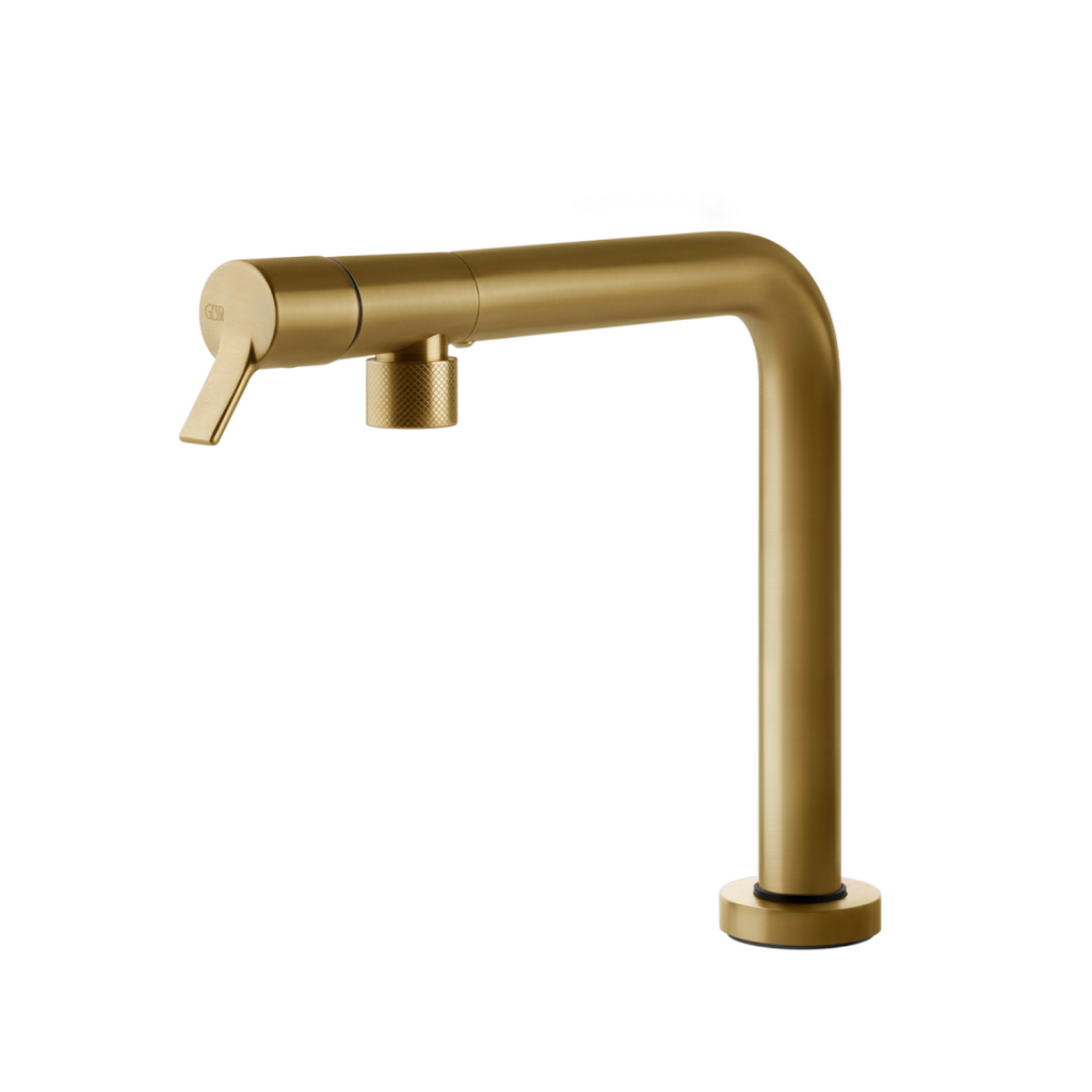 Gessi Su&Giù Retractable Spout Right Angle Sink Mixer - Brushed Gold - 60071#716