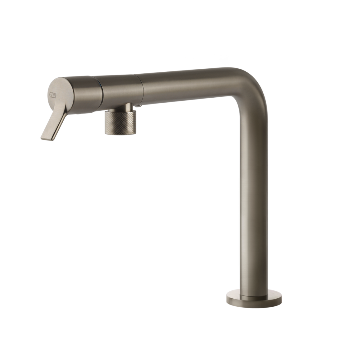 Gessi Fisso Right Angle Swivel Sink Mixer - Brushed Nickel - 60073#149