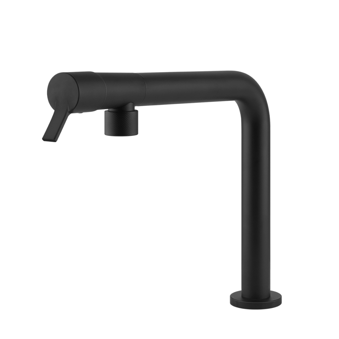 Gessi Fisso Right Angle Swivel Sink Mixer - Matte Black - 60073#299