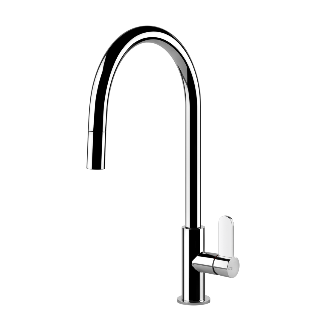 Gessi Helium Gooseneck Pull Out Sink Mixer - Chrome - 60077#031