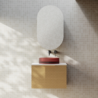 Cassa Design Relievo 600mm Wall Hung Vanity - Oak - Brushed Gold Handle - REL600IO-BG