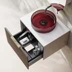 Cassa Design Relievo 600mm Wall Hung Vanity - Walnut - Gun Metal Handle - REL600IW-GM