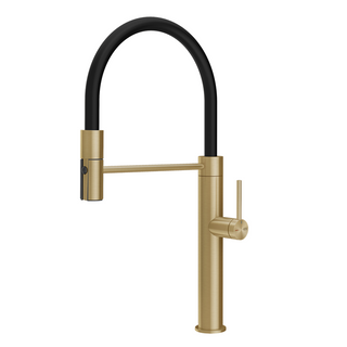 Gessi 316 Smooth Gooseneck Semi-Professional Spray Sink Mixer - Brushed Brass - 60120#727