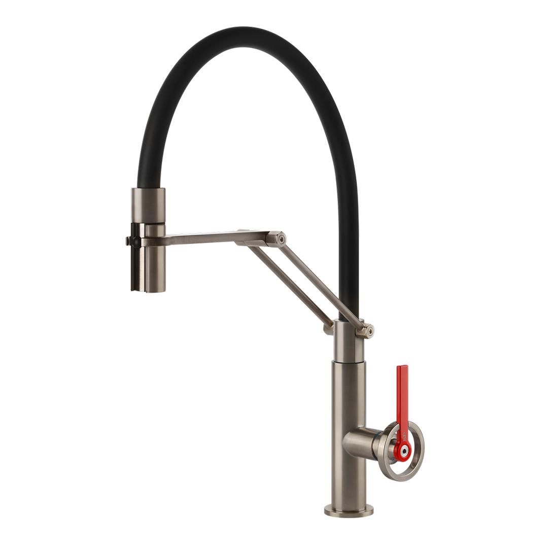 Gessi Officine V Gooseneck Semi-Professional Spray Mixer - Brushed Nickel - 60205#149