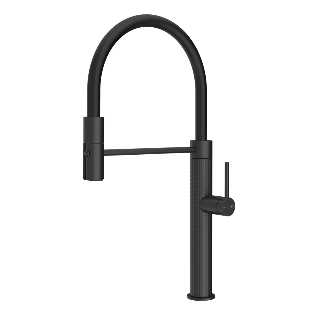Gessi 316 Meccanica Gooseneck Semi-Professional Spray Sink Mixer - Matte Black - 60220#299