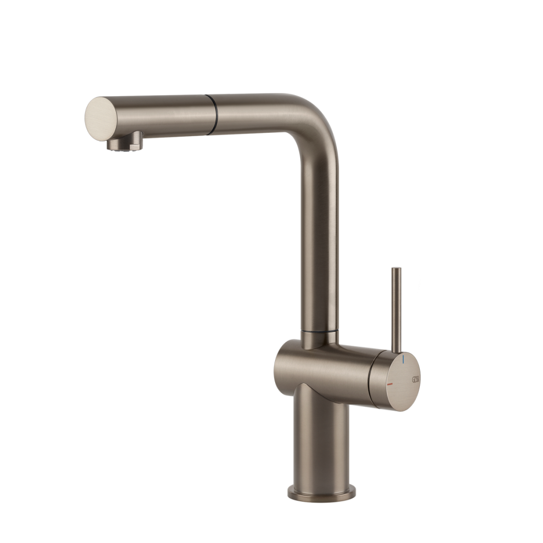 Gessi Inedito Right Angle Pull Out Sink Mixer - Brushed Nickel - 60433#149