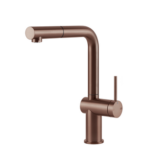 Gessi Inedito Right Angle Pull Out Sink Mixer - Brushed Copper - 60433#708