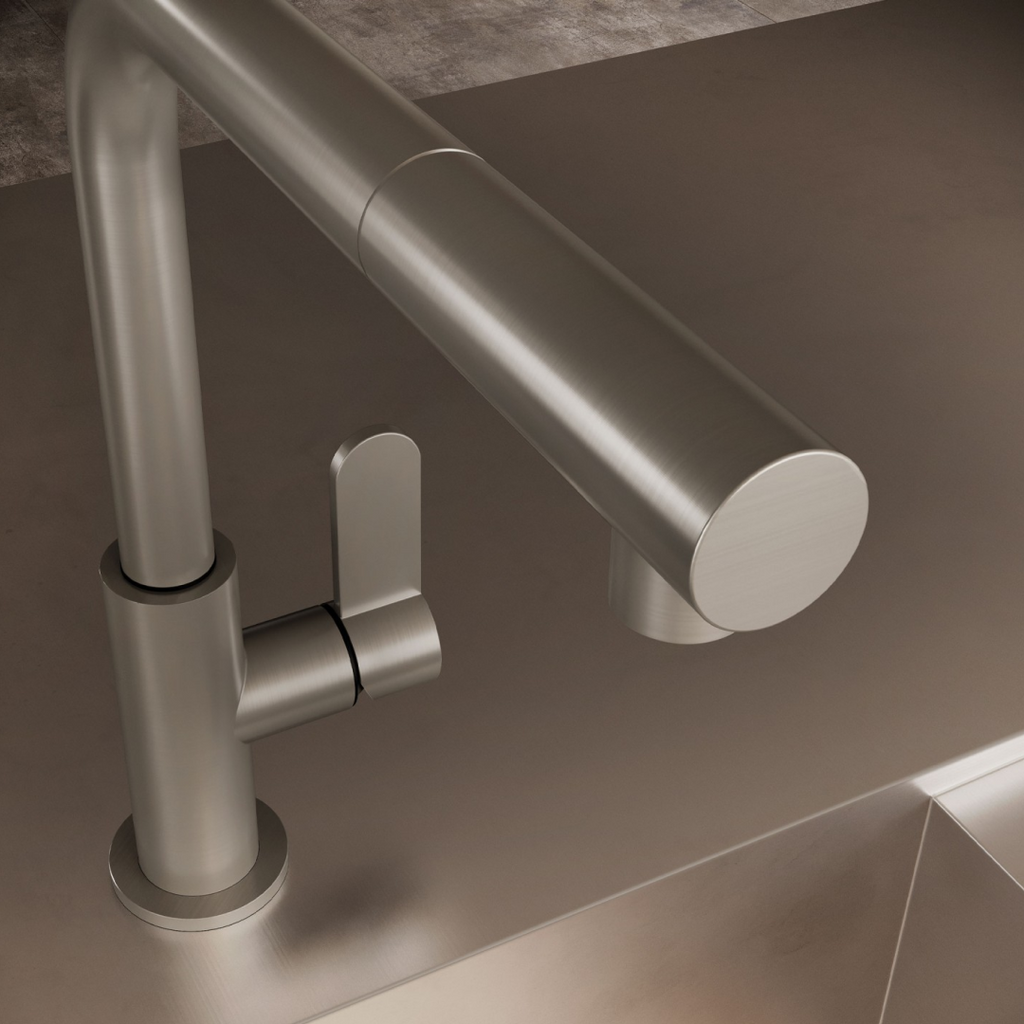 Gessi Acciaio Right Angle Pull Out Sink Mixer - Stainless Steel - 60537#239
