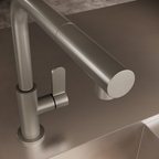 Gessi Acciaio Right Angle Pull Out Sink Mixer - Stainless Steel - 60537#239