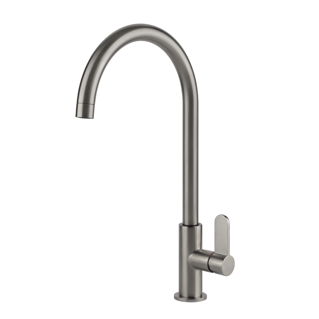 Gessi Acciaio Gooseneck Swivel Sink Mixer - Stainless Steel - 60541#239