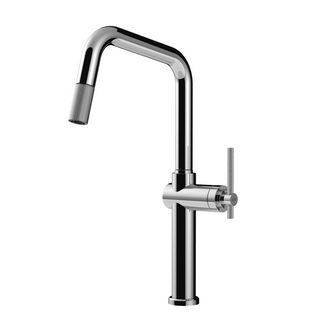 Gessi Habito Square Gooseneck Pull Out Sink Mixer - Chrome - 60652#031