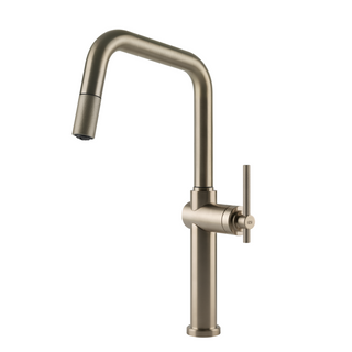 Gessi Habito Square Gooseneck Pull Out Sink Mixer - Brushed Nickel - 60652#149