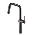 Gessi Habito Square Gooseneck Pull Out Sink Mixer - Brushed Black - 60652#707