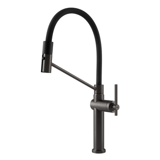 Gessi Habito Gooseneck Semi-Professional Spray Sink Mixer - Brushed Black - 60664#707