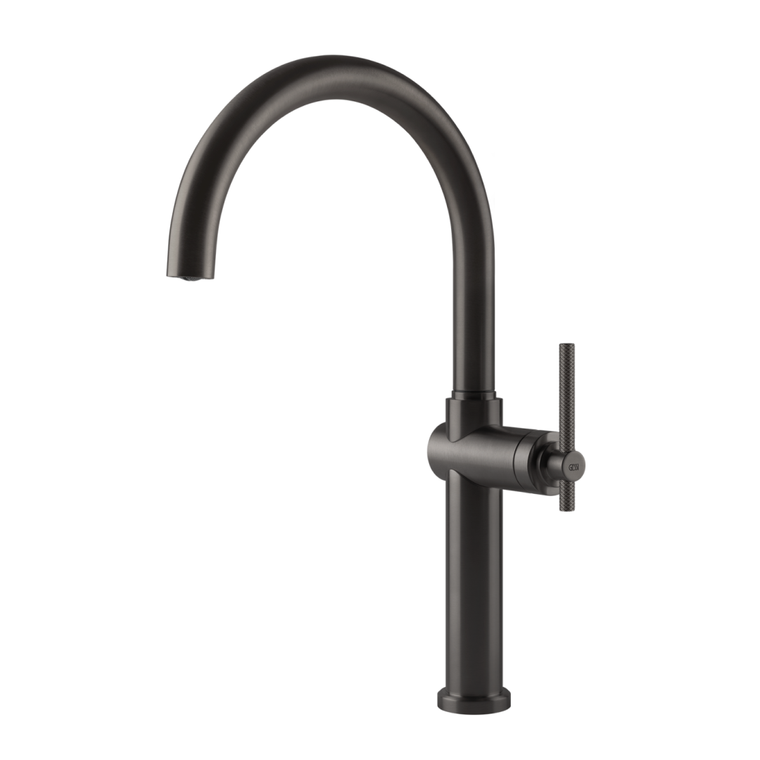 Gessi Habito Gooseneck Swivel Sink Mixer - Brushed Black - 60670#707