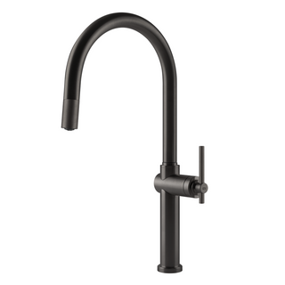 Gessi Habiti Gooseneck Pull Out Sink Mixer - Brushed Black - 60672#707