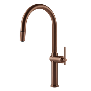 Gessi Habiti Gooseneck Pull Out Sink Mixer - Brushed Copper - 60672#708