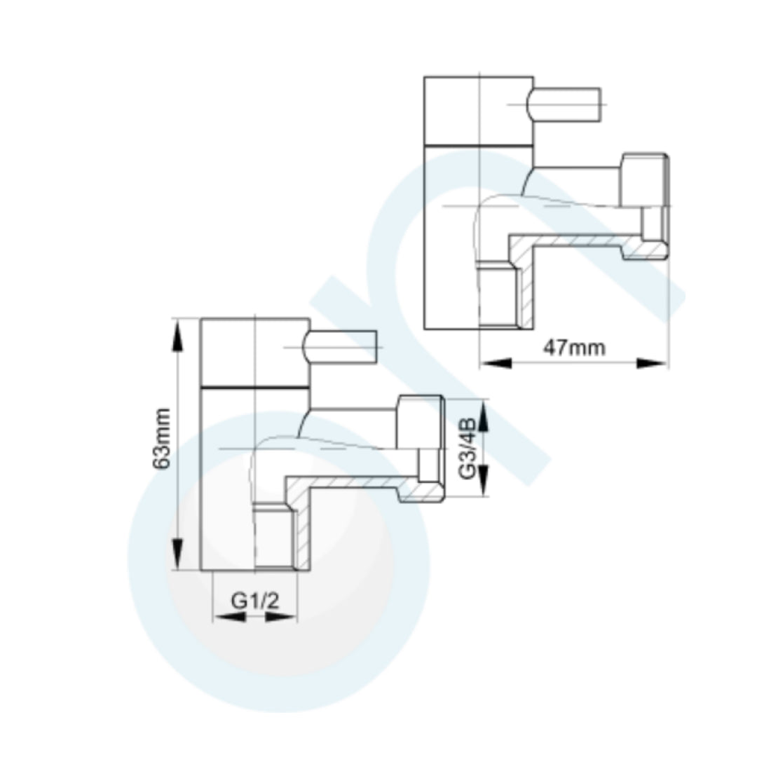 Elson Linea Washing Machine Stops (Pair) 60832 - Chrome