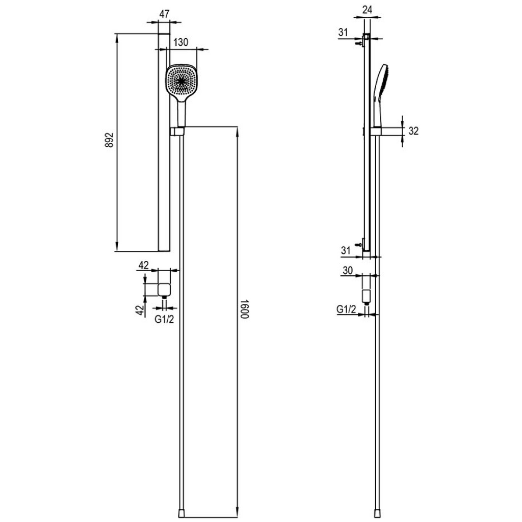 Villeroy & Boch Infinity Rail Set - Gun Metal - 6106990B