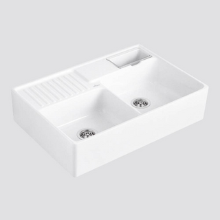 Villeroy & Boch Butler 895 Double Sink with Overflow - Stone White 1TH 632391RWTB