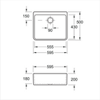 Villeroy & Boch Subway Butler 60X 595 Sink with Overflow - Stone White 636001RWCB
