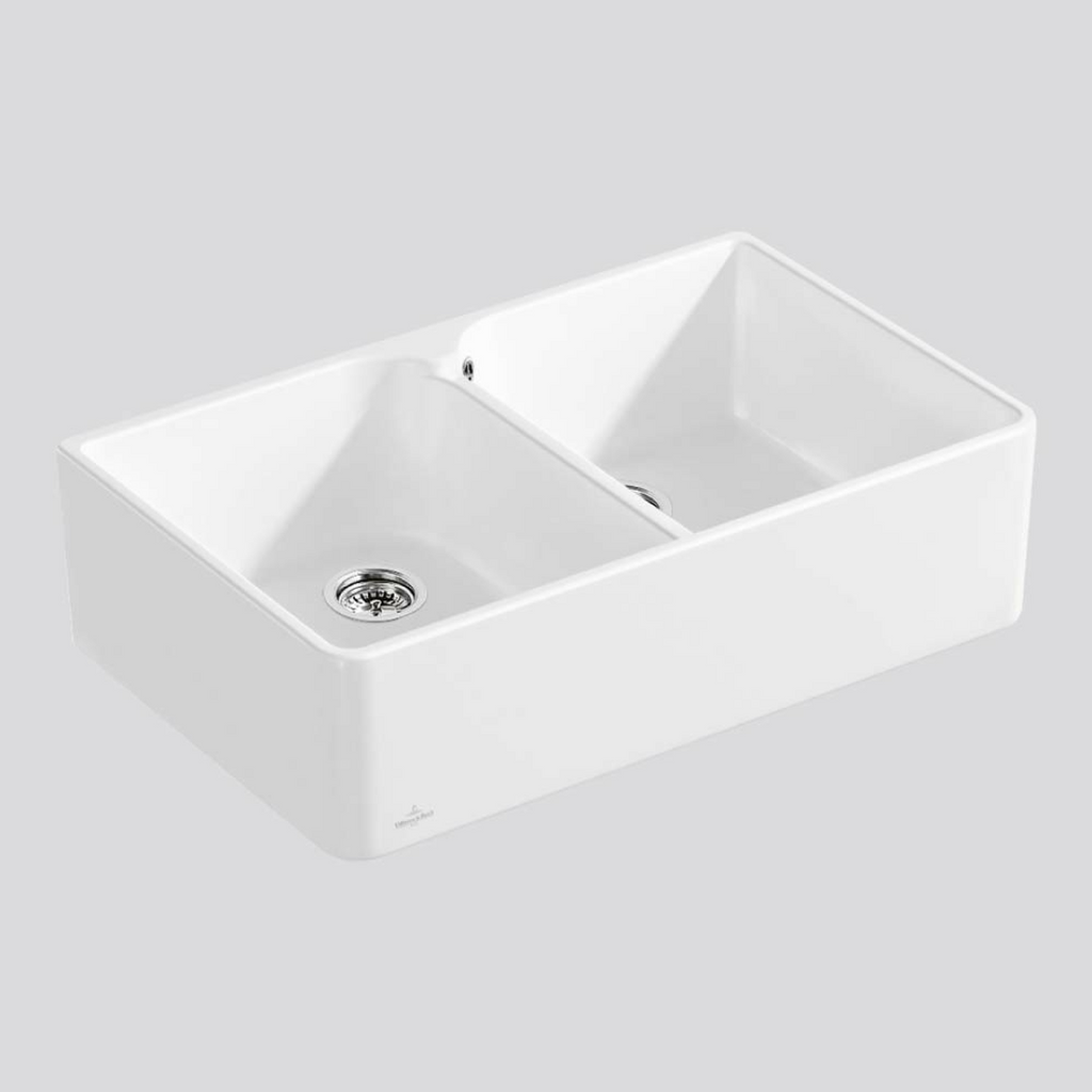 Villeroy & Boch Subway Butler 80X 795 Double Sink with Overflow - Alpine White 638000R1CB
