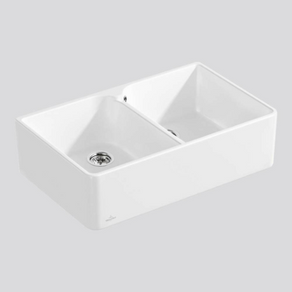 Villeroy & Boch Subway Butler 80X 795 Double Sink with Overflow - Alpine White 638000R1CB