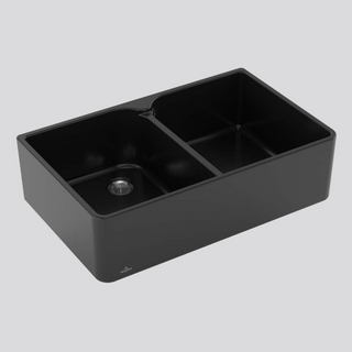 Villeroy & Boch Subway Butler 80X 795 Double Sink with Overflow - Pure Black 638001R7CB