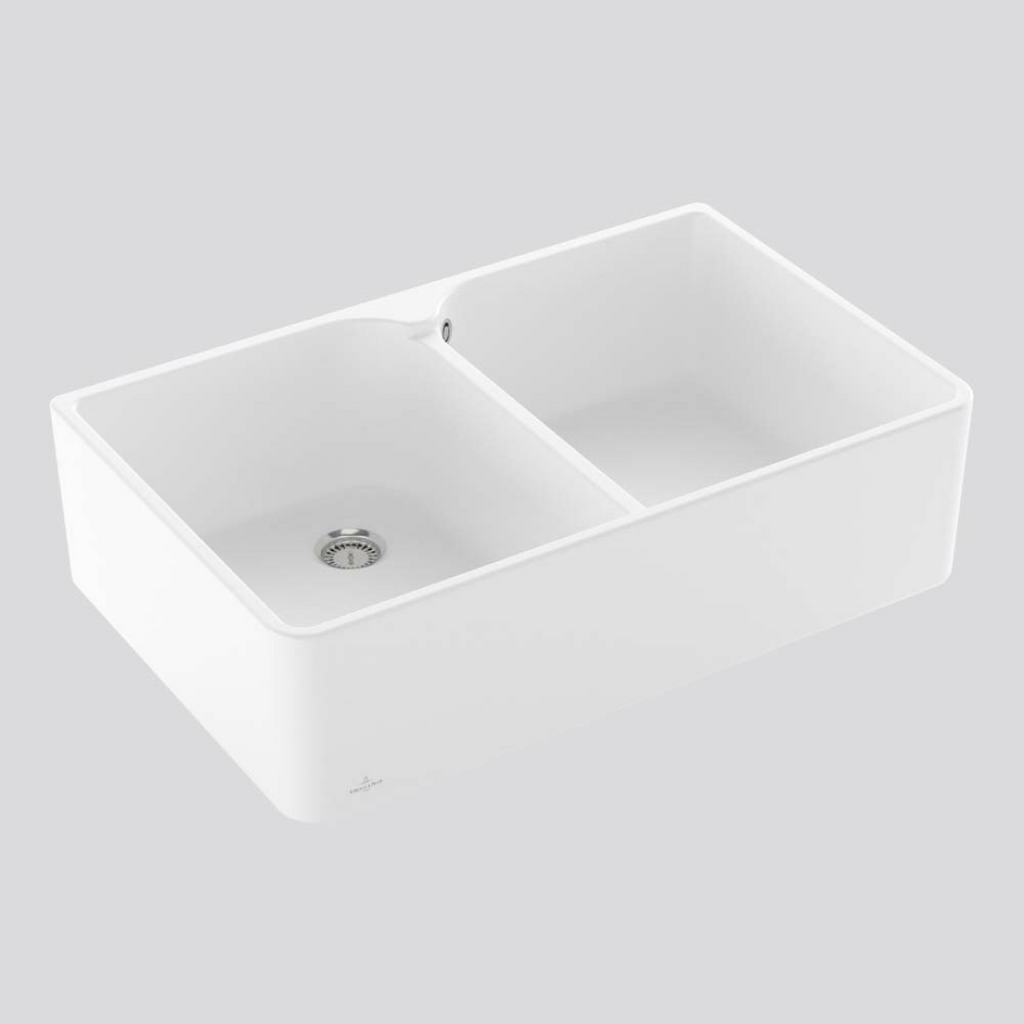 Villeroy & Boch Subway Butler 80X 795 Double Sink with Overflow - Stone White 638001RWCB