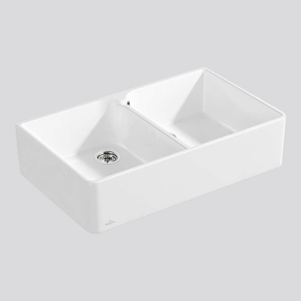 Villeroy & Boch Subway Butler 90X 900 Double Sink with Overflow - Alpine White 639000R1CB