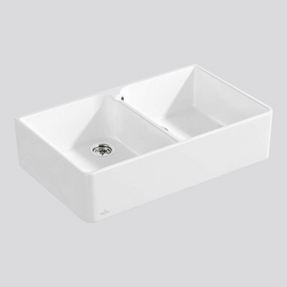 Villeroy & Boch Subway Butler 90X 900 Double Sink with Overflow - Alpine White 639000R1CB
