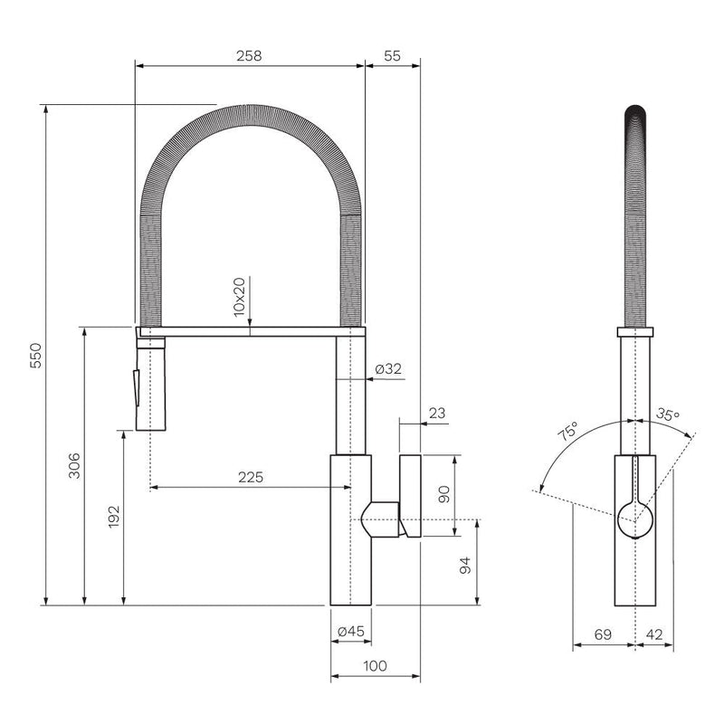 Parisi Libera Kitchen Mixer with Matt Black Spring Spray 