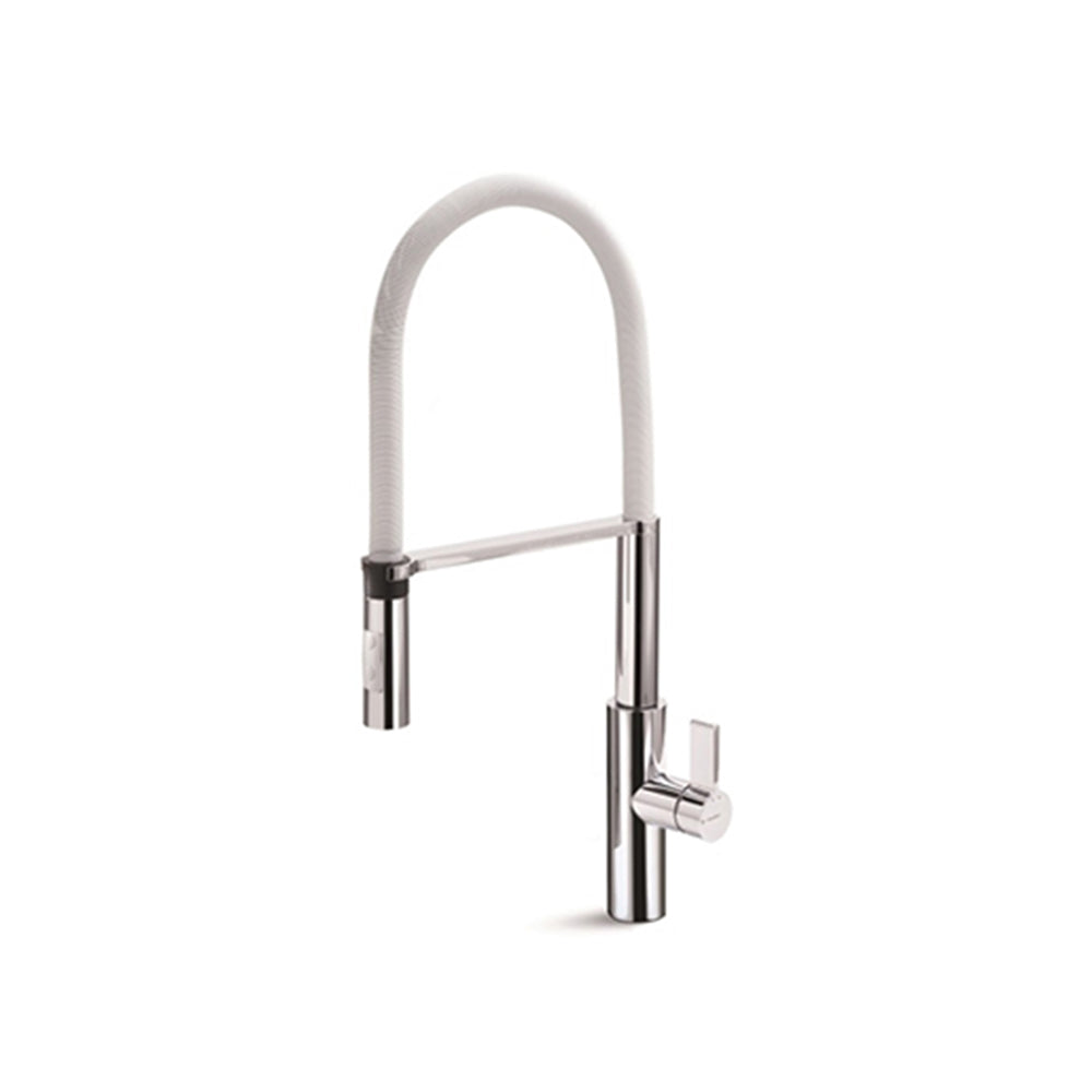Parisi Libera Kitchen Mixer Chrome with White Spring Spray
