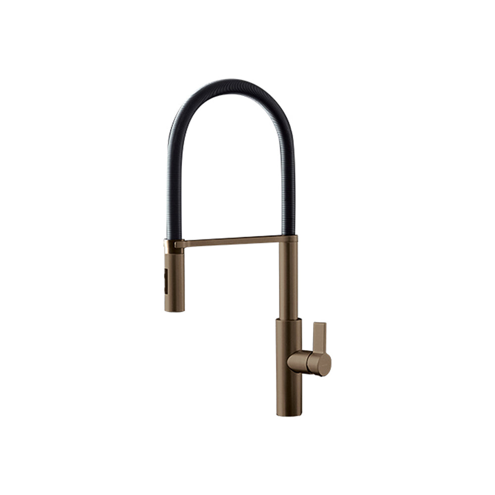 Parisi Libera Kitchen Mixer with Black Spring Spray - Copper Glossy