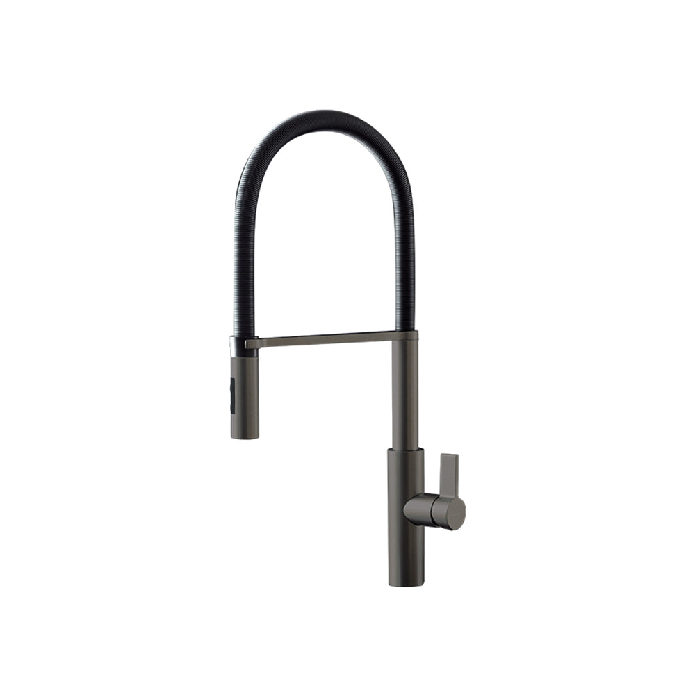 Parisi Libera Kitchen Mixer with Black Spring Spray - Carbon Satin